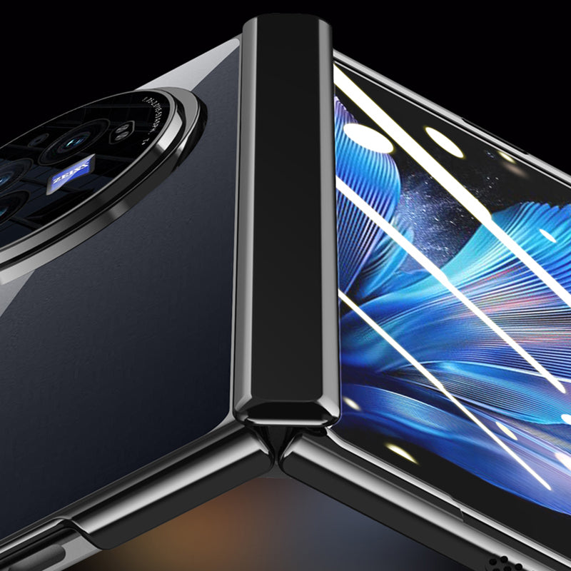 For vivo X Fold3 Case Clear PC+Acrylic Kickstand Phone Shell with Anti-Spy Screen Film - Silver