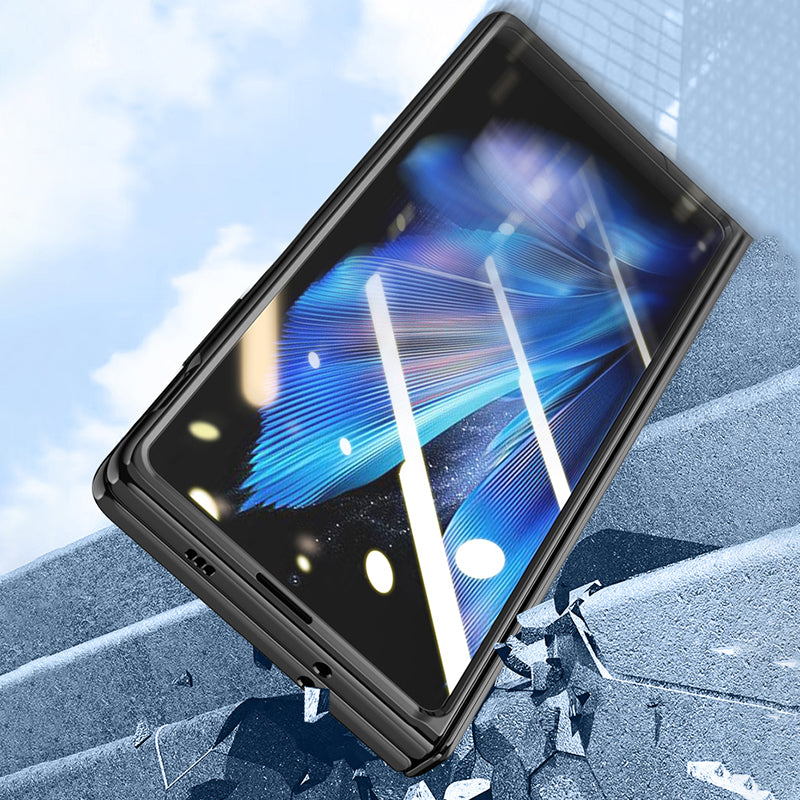 For vivo X Fold3 Clear Case Hinge Protection Magnetic Kickstand Phone Cover with Tempered Glass Film - Silver