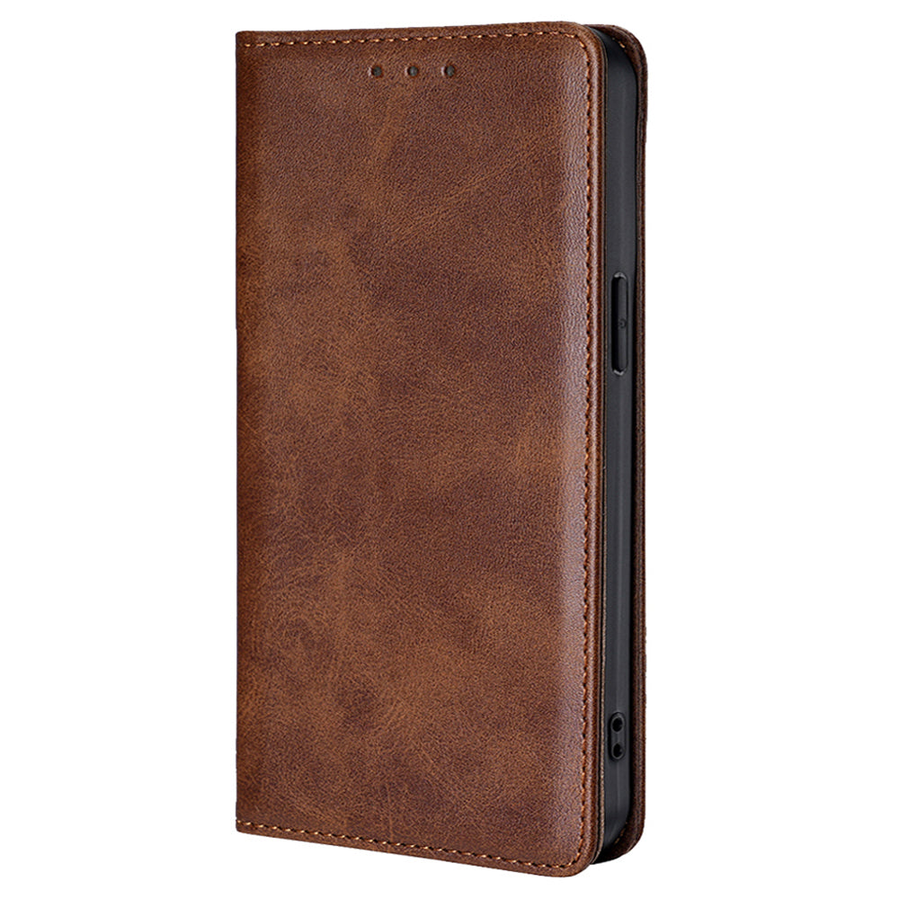 For Realme 12 Pro 5G / 12 Pro+ 5G Leather Case Magnetic Closure Wallet Phone Cover - Brown