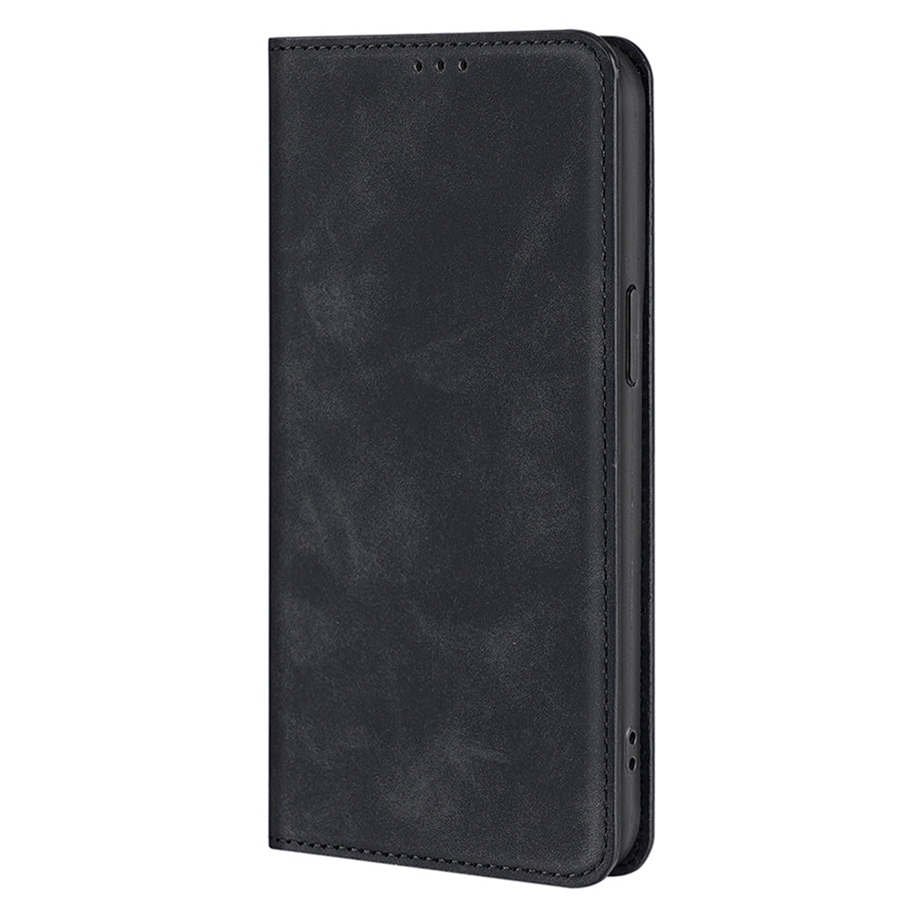 For Realme 12 Pro 5G / 12 Pro+ 5G Case Card Holder Skin-touch Leather Phone Cover - Black