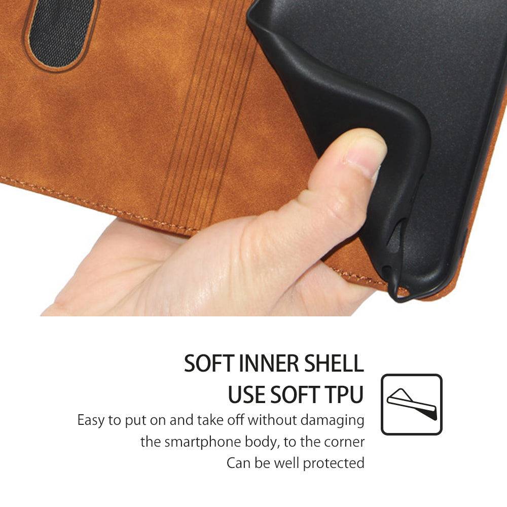 For Realme 12 Pro 5G / 12 Pro+ 5G Case Card Holder Skin-touch Leather Phone Cover - Light Brown