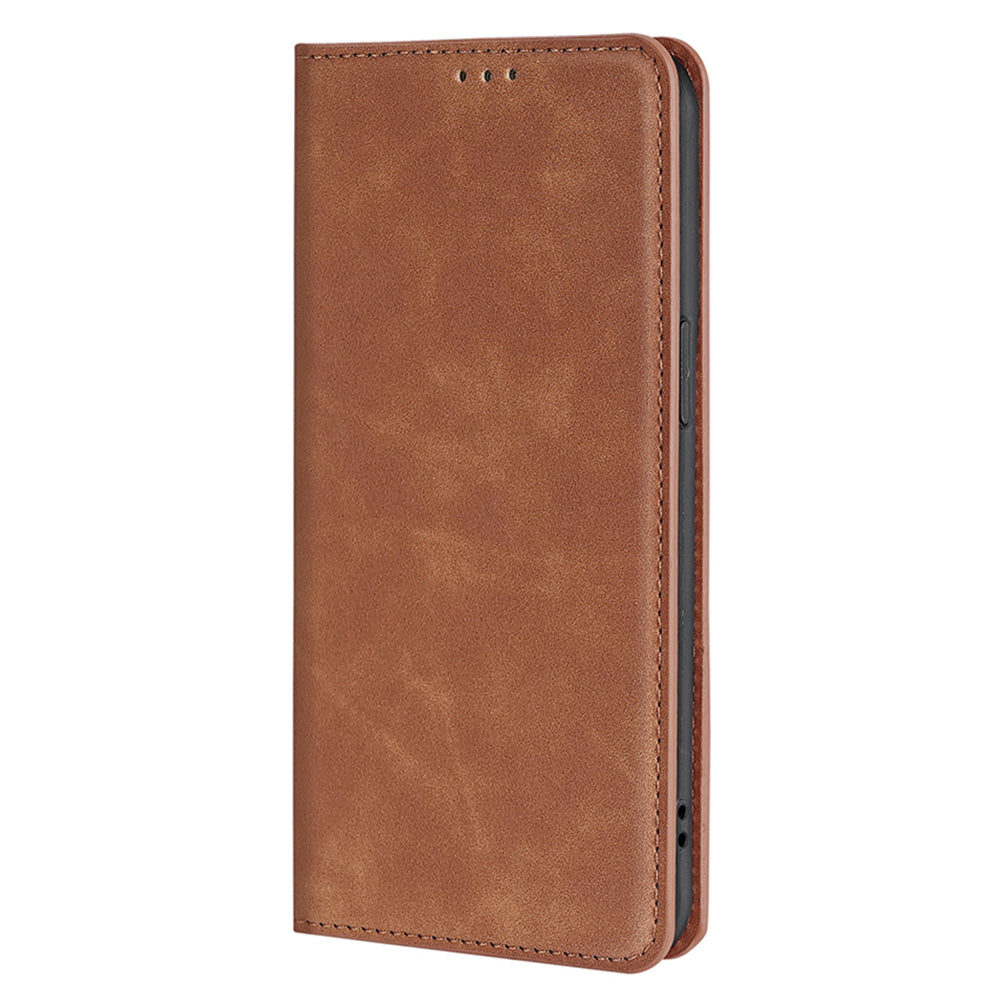 For Realme 12 Pro 5G / 12 Pro+ 5G Case Card Holder Skin-touch Leather Phone Cover - Light Brown