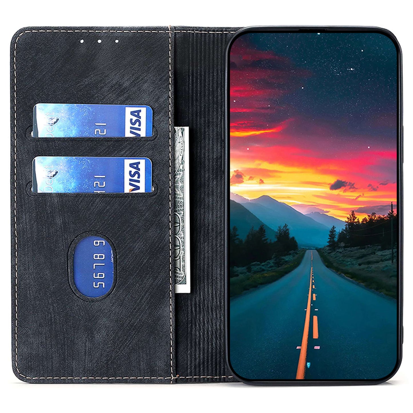 For Realme 12 Pro 5G / 12 Pro+ 5G Case RFID Blocking Wallet PU Leather Stand Phone Cover - Black