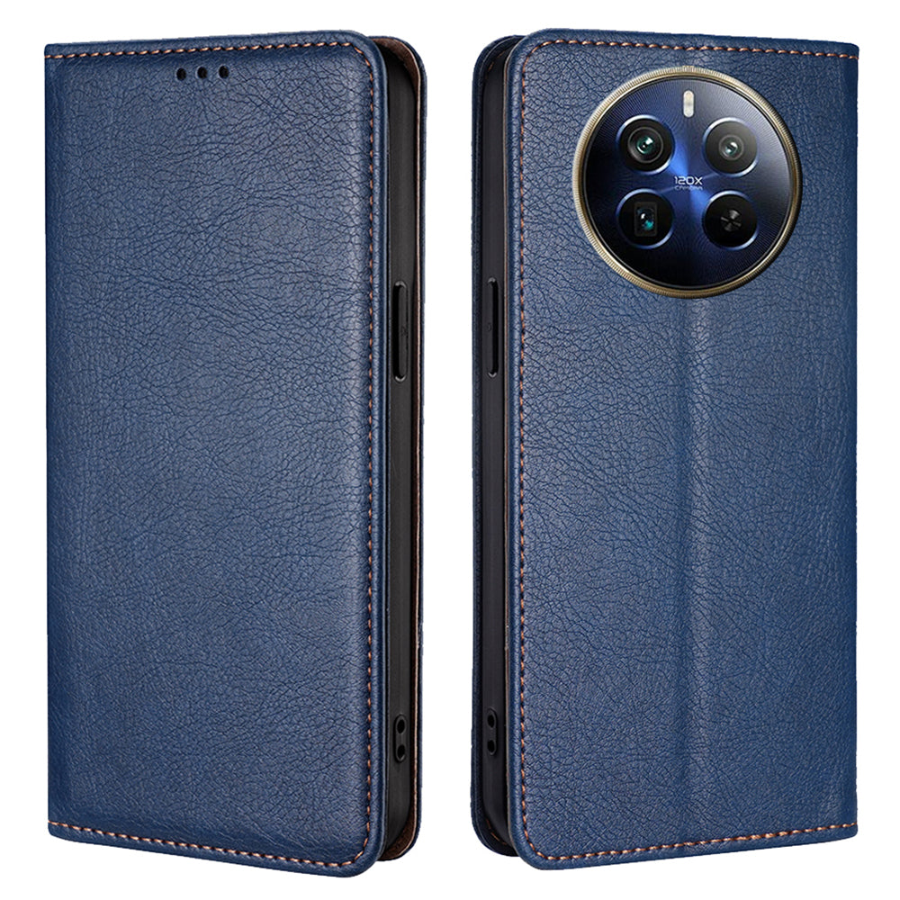 For Realme 12 Pro 5G / 12 Pro+ 5G Magnetic Case Card Holder Leather Phone Shell - Blue