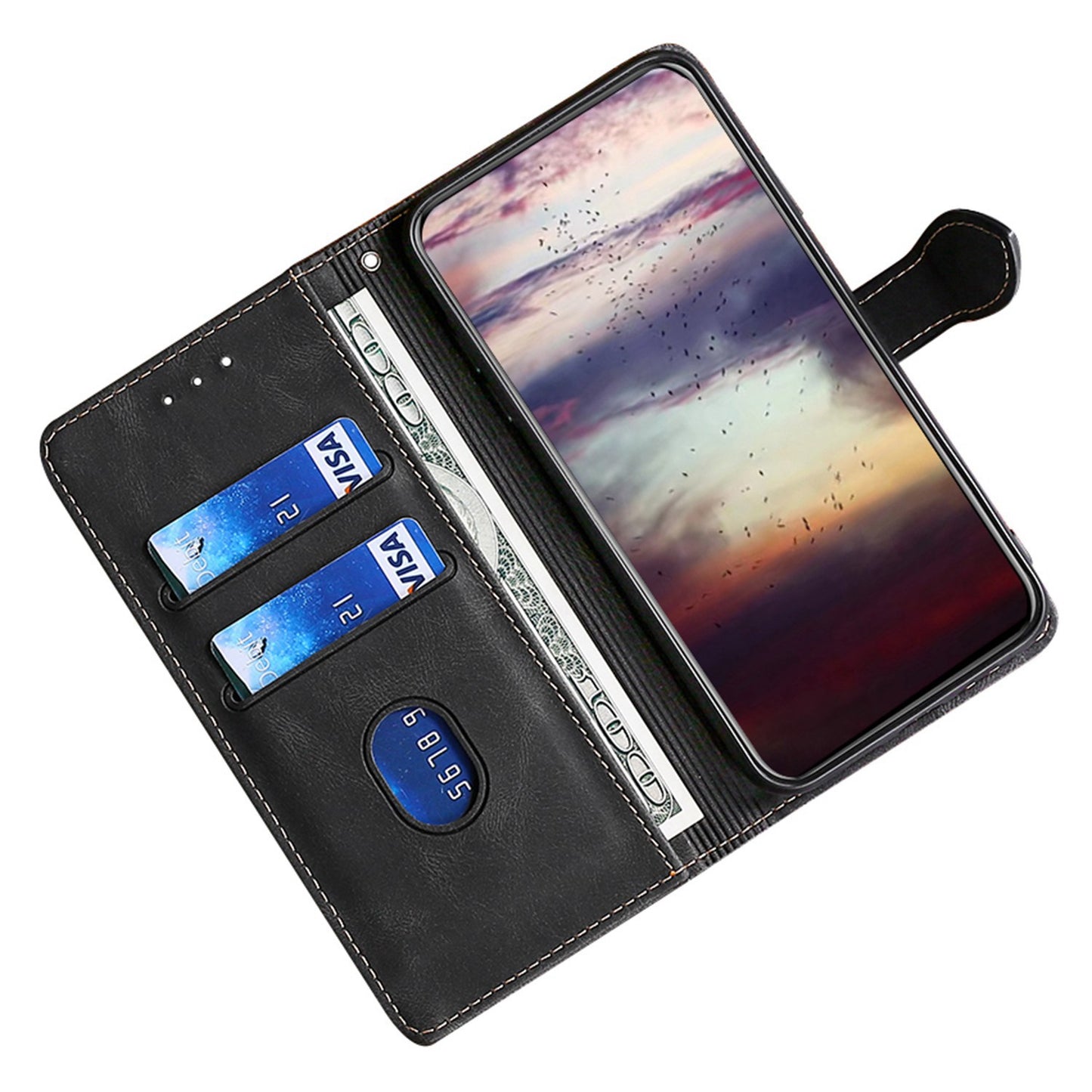 For Realme 12 Pro 5G / 12 Pro+ 5G Case Skin-touch Leather Phone Cover with Wallet Stand - Black