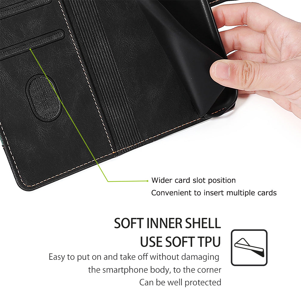 For Realme 12 Pro 5G / 12 Pro+ 5G Case Skin-touch Leather Phone Cover with Wallet Stand - Black