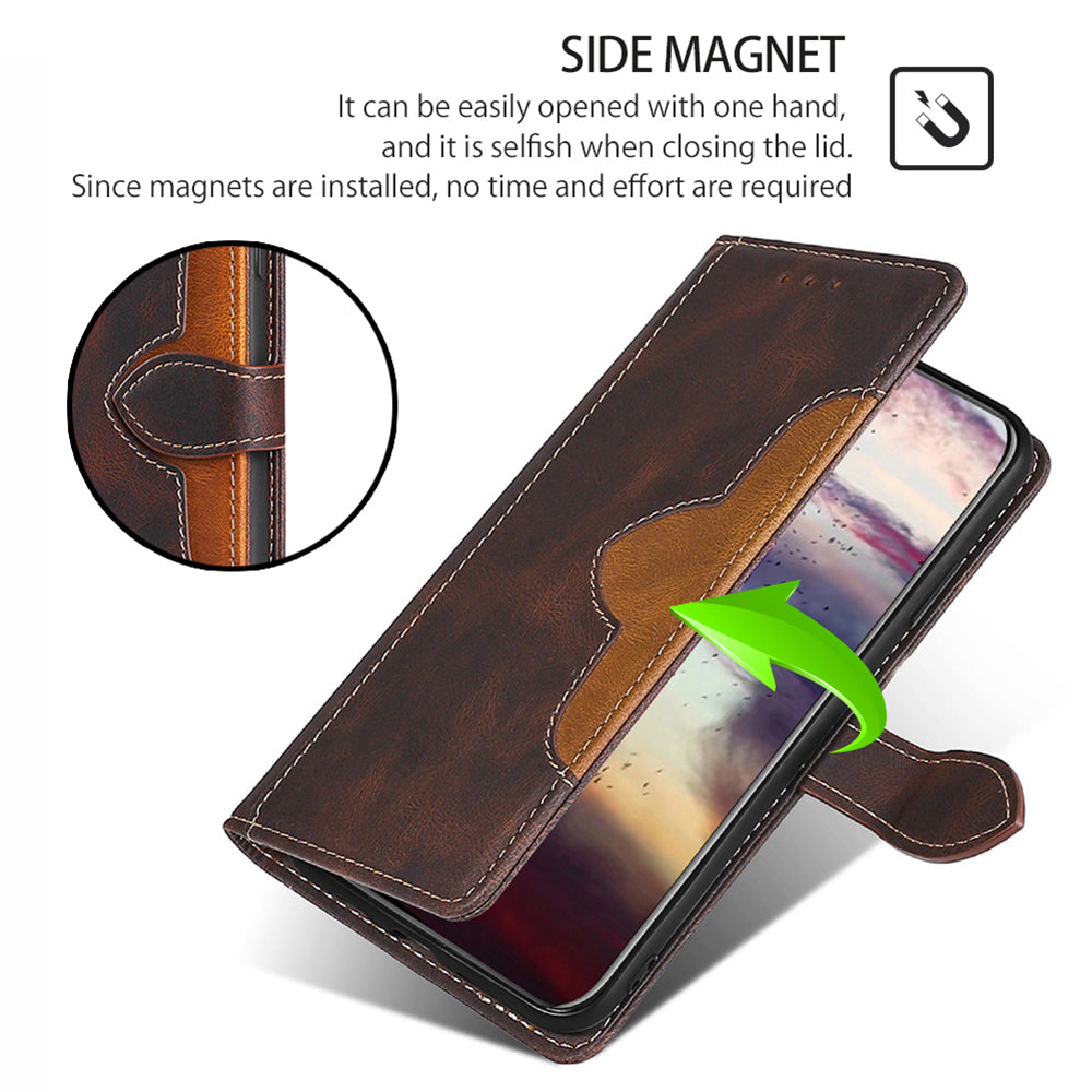 For Realme 12 Pro 5G / 12 Pro+ 5G Case Skin-touch Leather Phone Cover with Wallet Stand - Brown