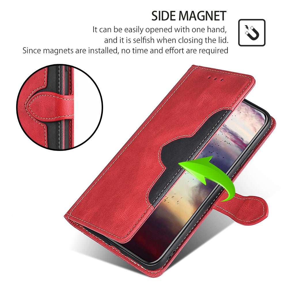 For Realme 12 Pro 5G / 12 Pro+ 5G Case Skin-touch Leather Phone Cover with Wallet Stand - Red