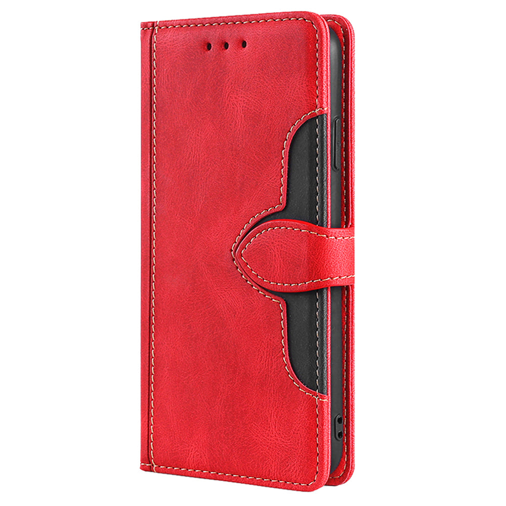 For Realme 12 Pro 5G / 12 Pro+ 5G Case Skin-touch Leather Phone Cover with Wallet Stand - Red