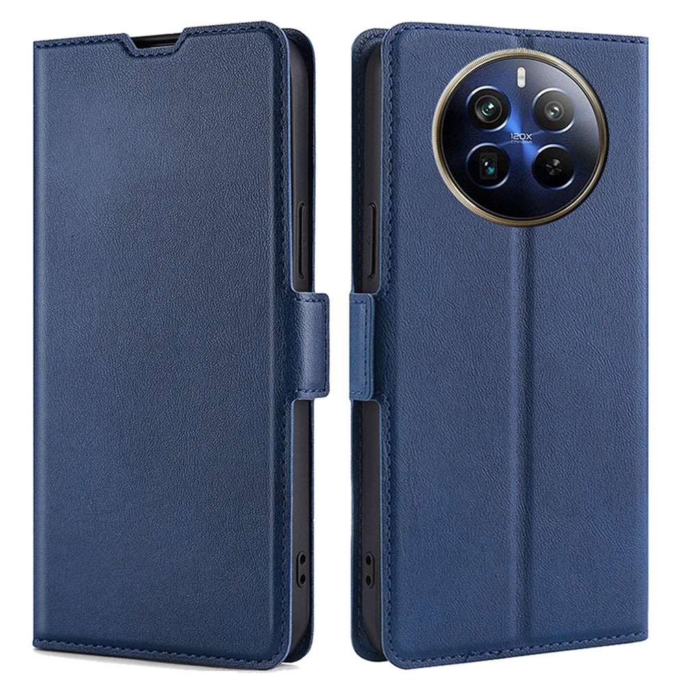 For Realme 12 Pro 5G / 12 Pro+ 5G Phone Case Side Magnetic Clasp PU Leather Flip Cover - Blue