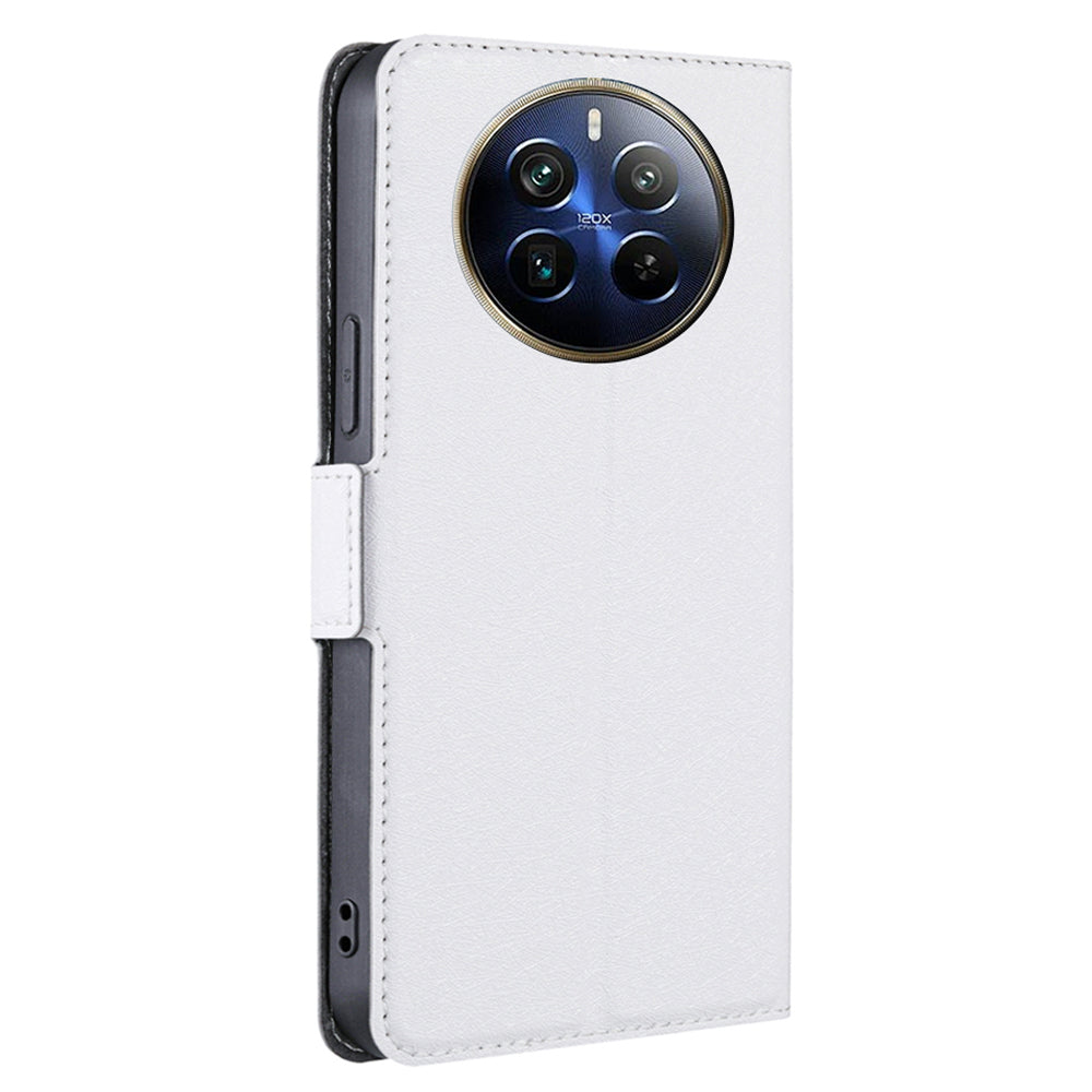 For Realme 12 Pro 5G / 12 Pro+ 5G Phone Case Side Magnetic Clasp PU Leather Flip Cover - White