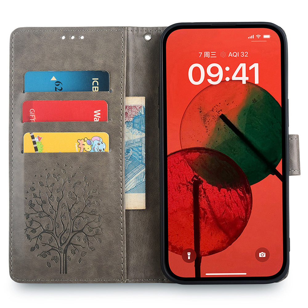 For Realme 12 Pro 5G / 12 Pro+ 5G Leather Case Tree Pattern Wallet Phone Cover - Blue