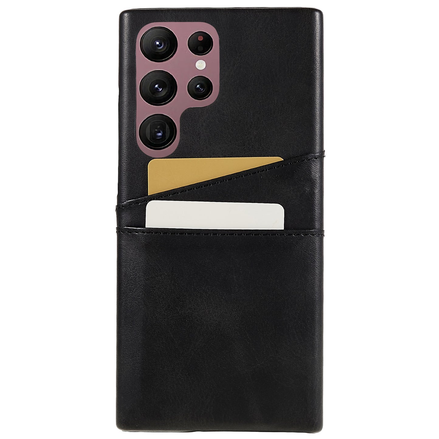 For Samsung Galaxy S24 Ultra Case 2 Card Slots PU+PC Phone Cover - Black