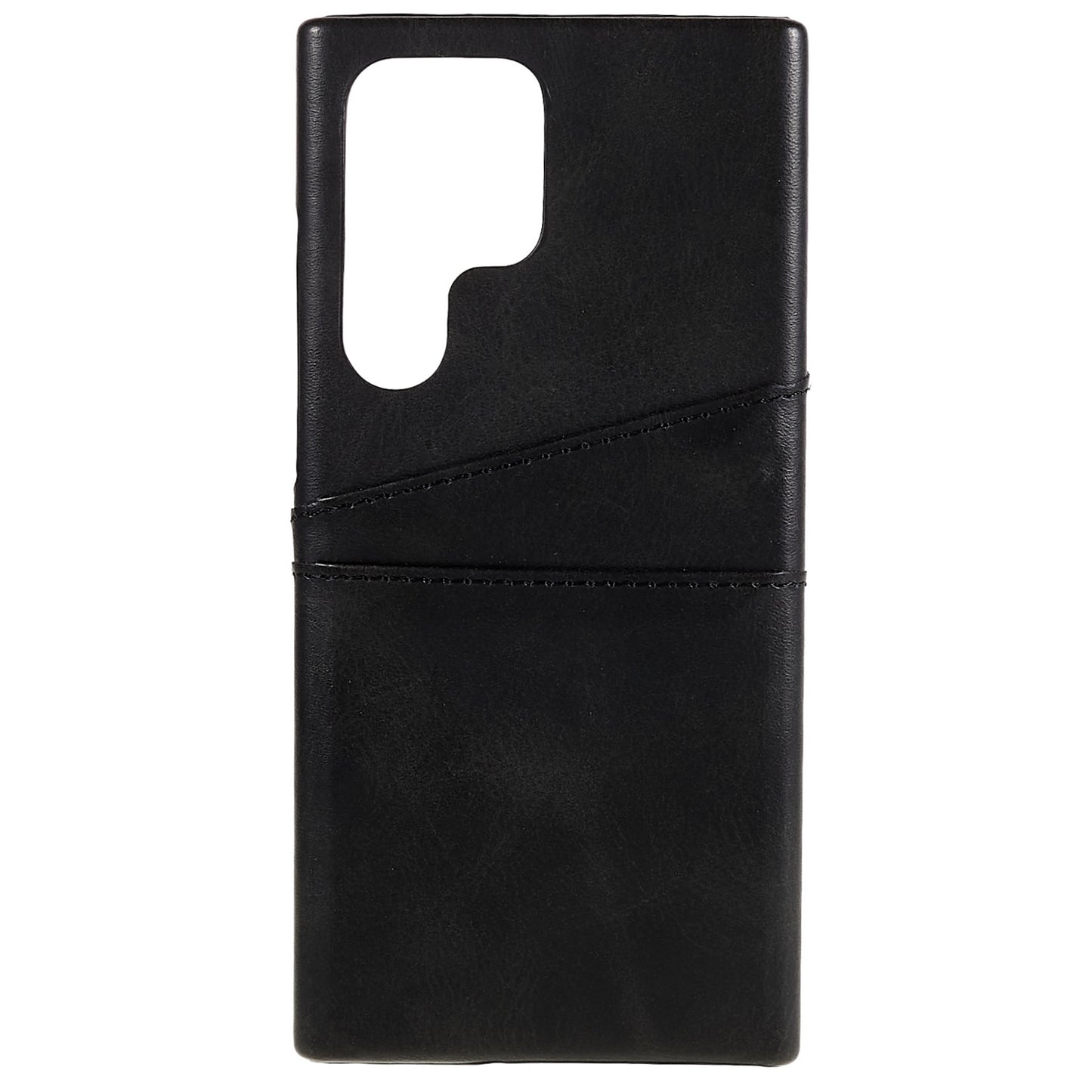 For Samsung Galaxy S24 Ultra Case 2 Card Slots PU+PC Phone Cover - Black
