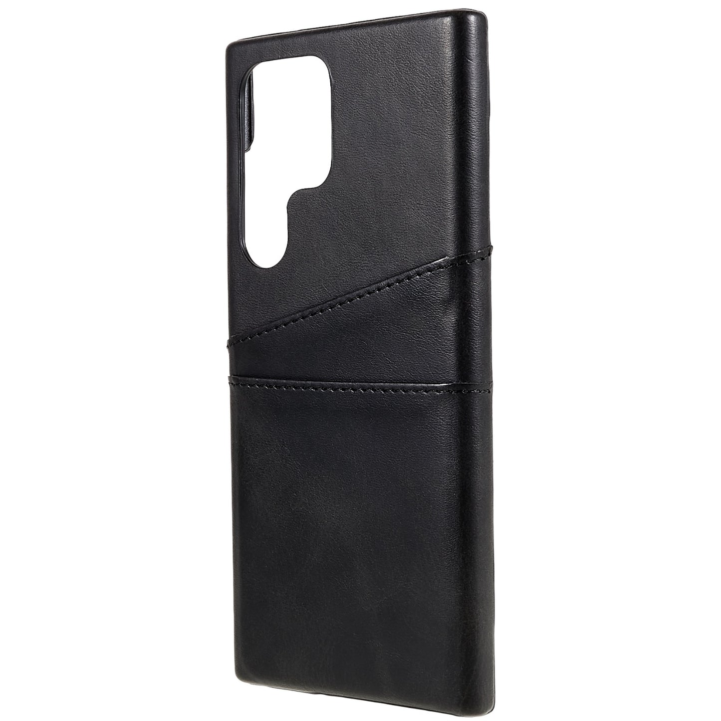 For Samsung Galaxy S24 Ultra Case 2 Card Slots PU+PC Phone Cover - Black