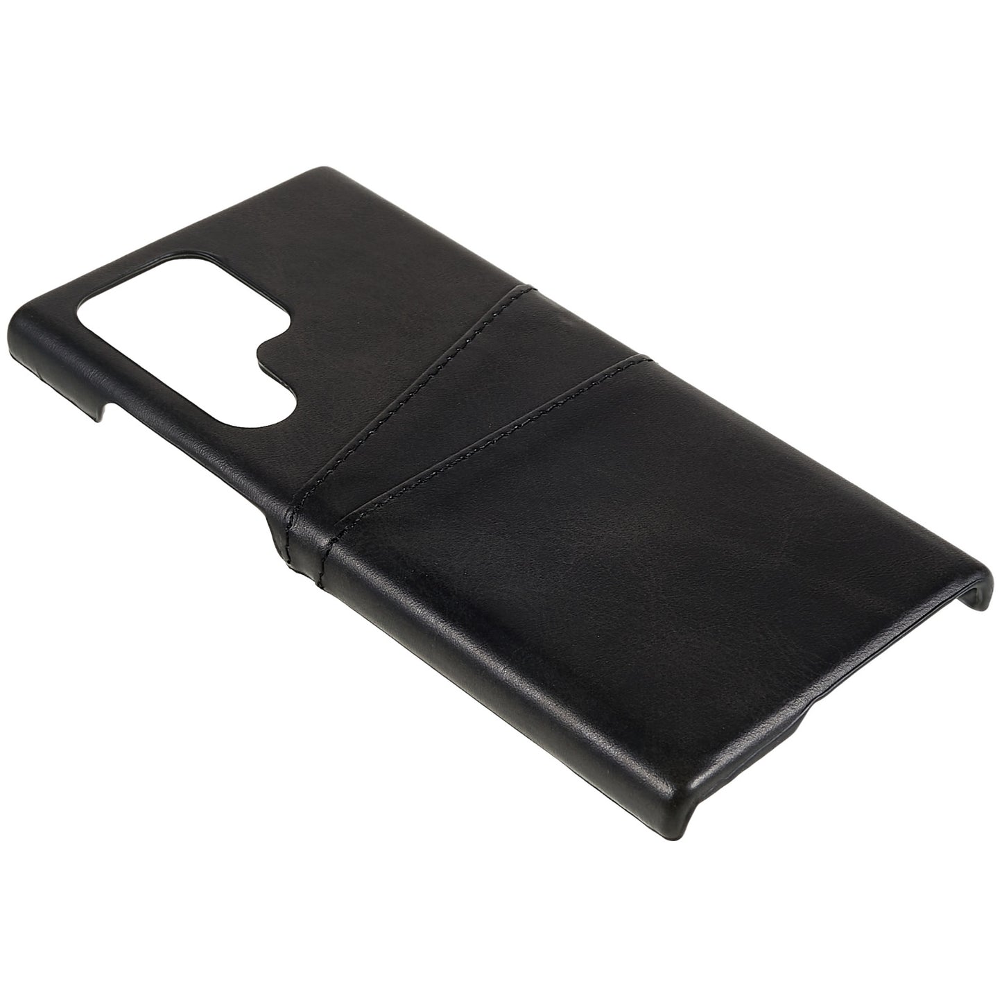 For Samsung Galaxy S24 Ultra Case 2 Card Slots PU+PC Phone Cover - Black
