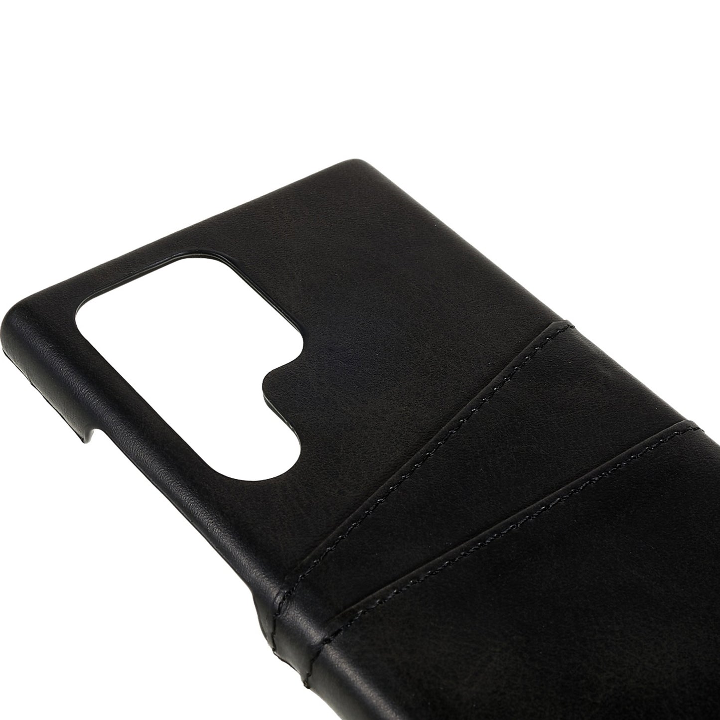 For Samsung Galaxy S24 Ultra Case 2 Card Slots PU+PC Phone Cover - Black