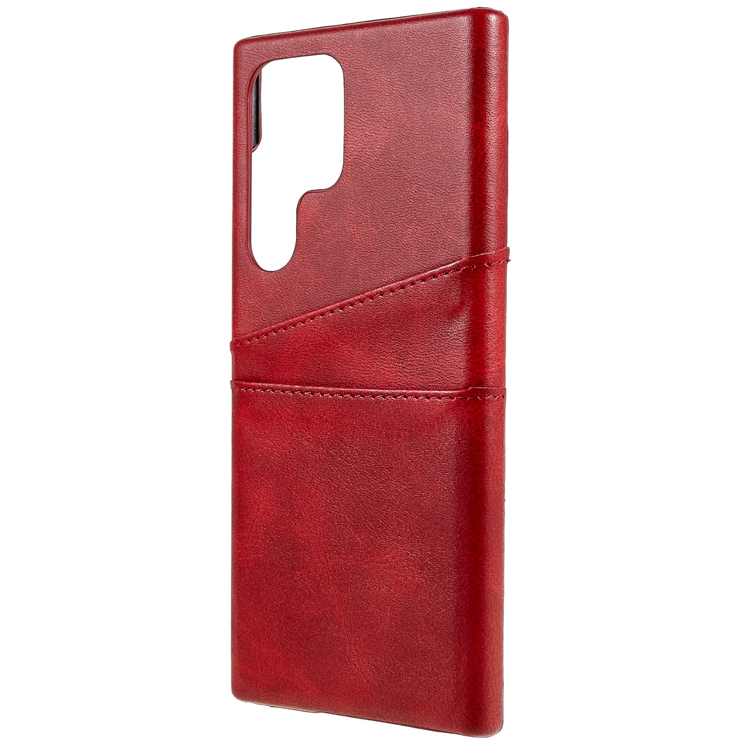 For Samsung Galaxy S24 Ultra Case 2 Card Slots PU+PC Phone Cover - Red