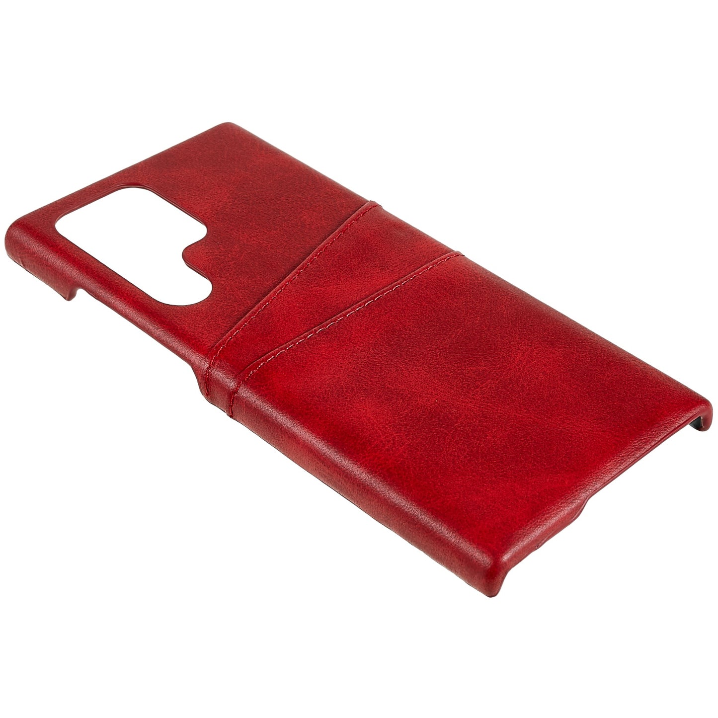 For Samsung Galaxy S24 Ultra Case 2 Card Slots PU+PC Phone Cover - Red