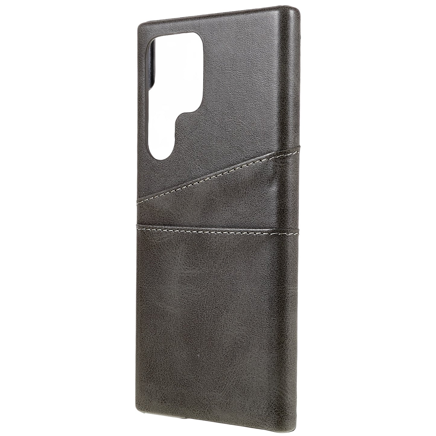 For Samsung Galaxy S24 Ultra Case 2 Card Slots PU+PC Phone Cover - Grey