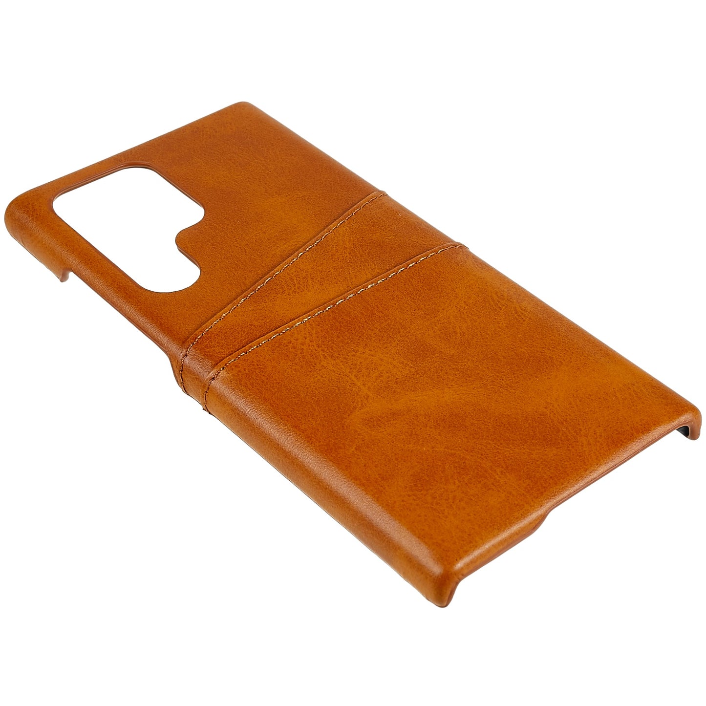 For Samsung Galaxy S24 Ultra Case 2 Card Slots PU+PC Phone Cover - Brown