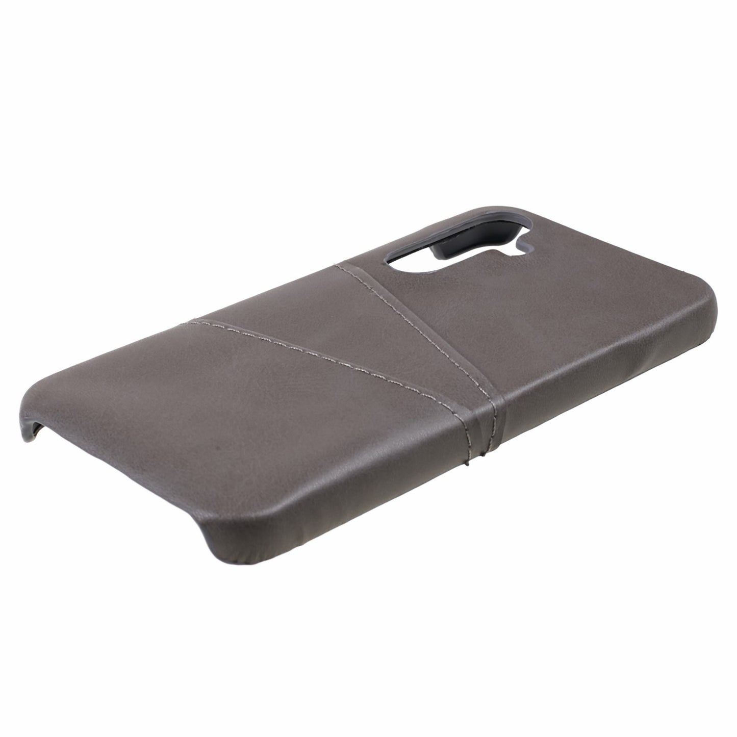 For Samsung Galaxy S24 Case Anti-Drop PU+PC Phone Cover with 2 Card Slots - Grey