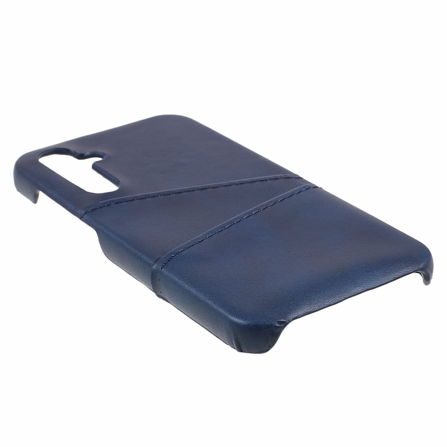 For Samsung Galaxy A35 5G Case Leather Coated PC Phone Cover with 2 Card Slots - Blue