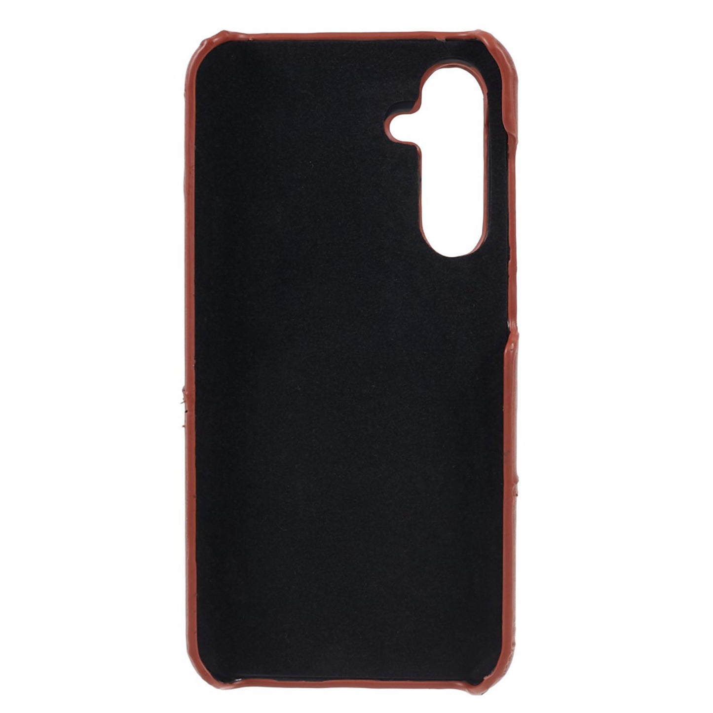 For Samsung Galaxy A35 5G Case Leather Coated PC Phone Cover with 2 Card Slots - Coffee