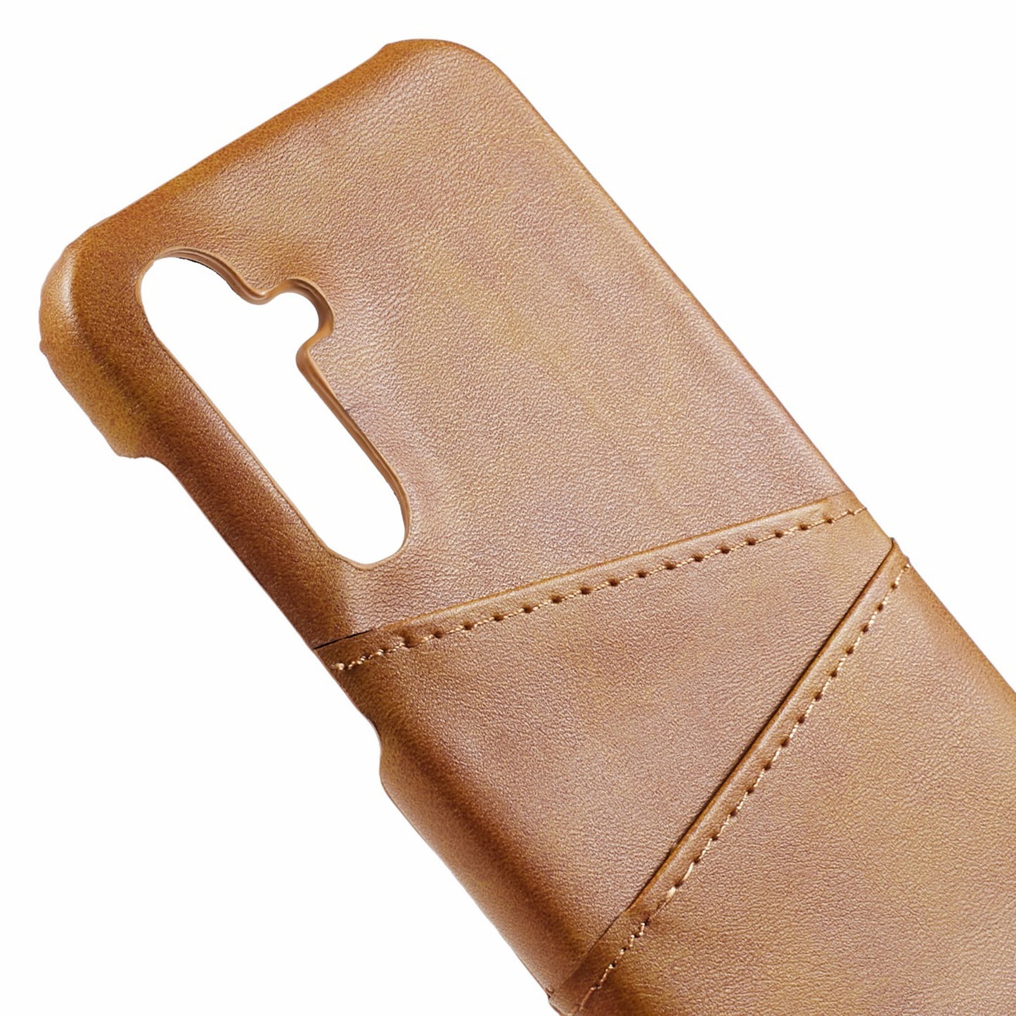 For Samsung Galaxy A35 5G Case Leather Coated PC Phone Cover with 2 Card Slots - Brown