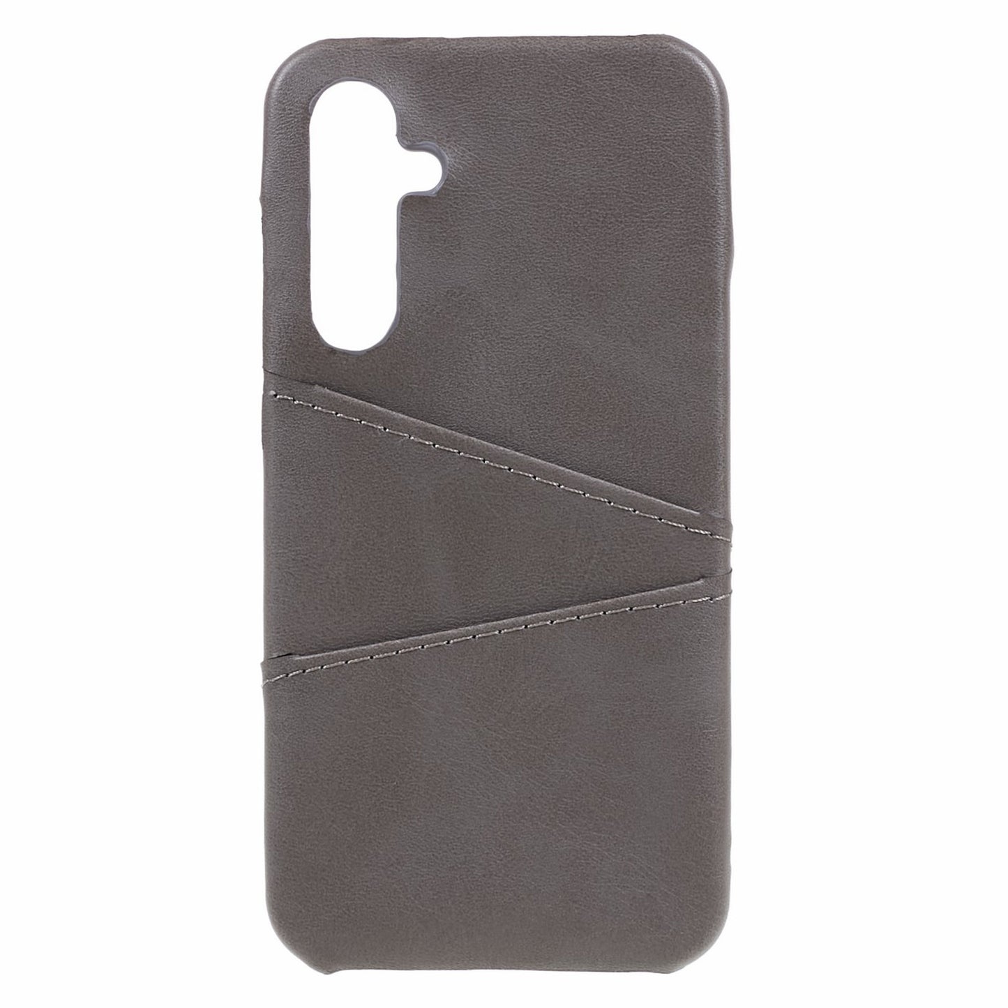 For Samsung Galaxy A35 5G Case Leather Coated PC Phone Cover with 2 Card Slots - Grey