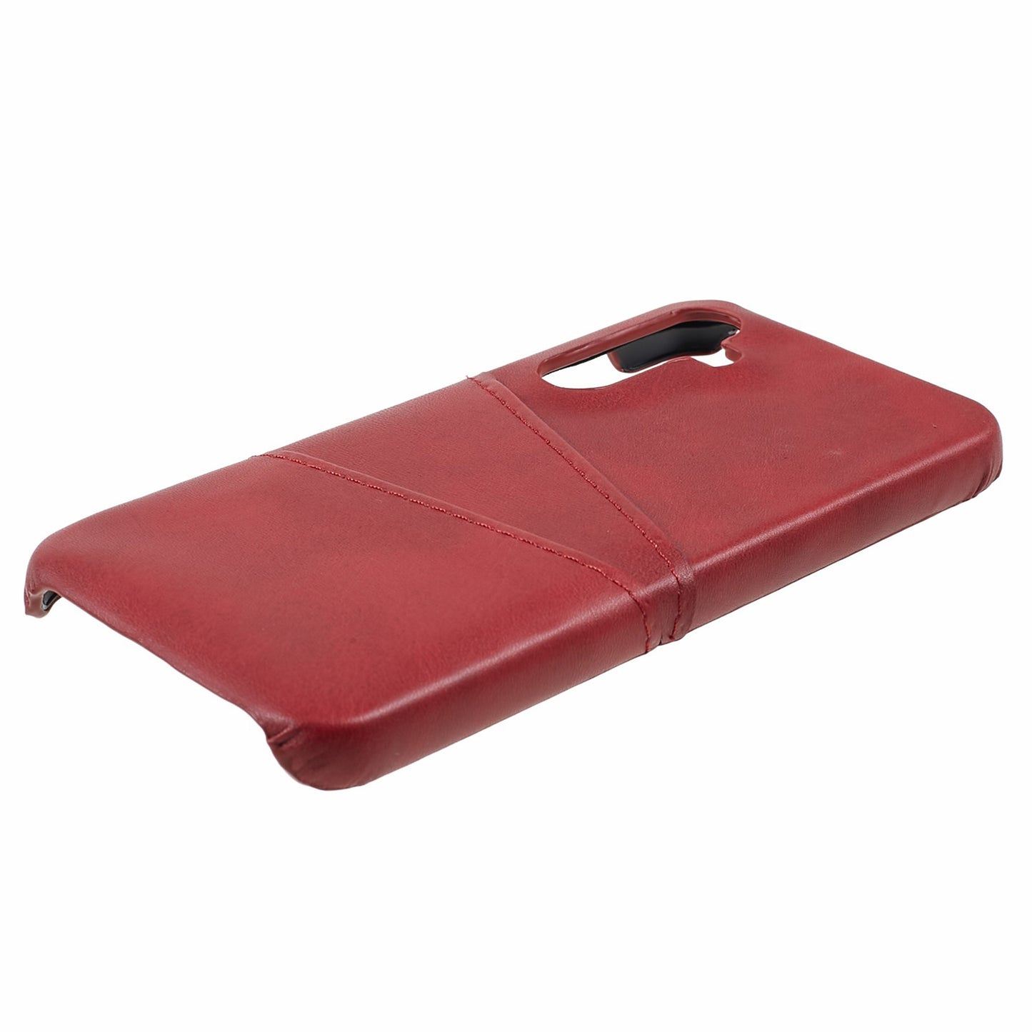 For Samsung Galaxy A55 5G Case Shockproof 2 Card Slots PU+PC Phone Cover - Red