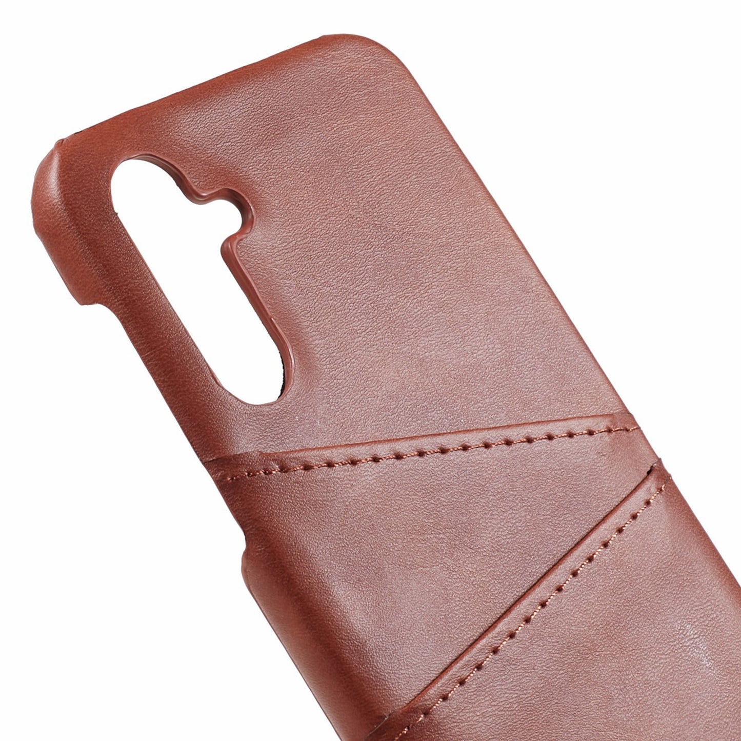 For Samsung Galaxy A15 5G Shockproof Case 2 Card Slots PU+PC Back Phone Cover - Coffee