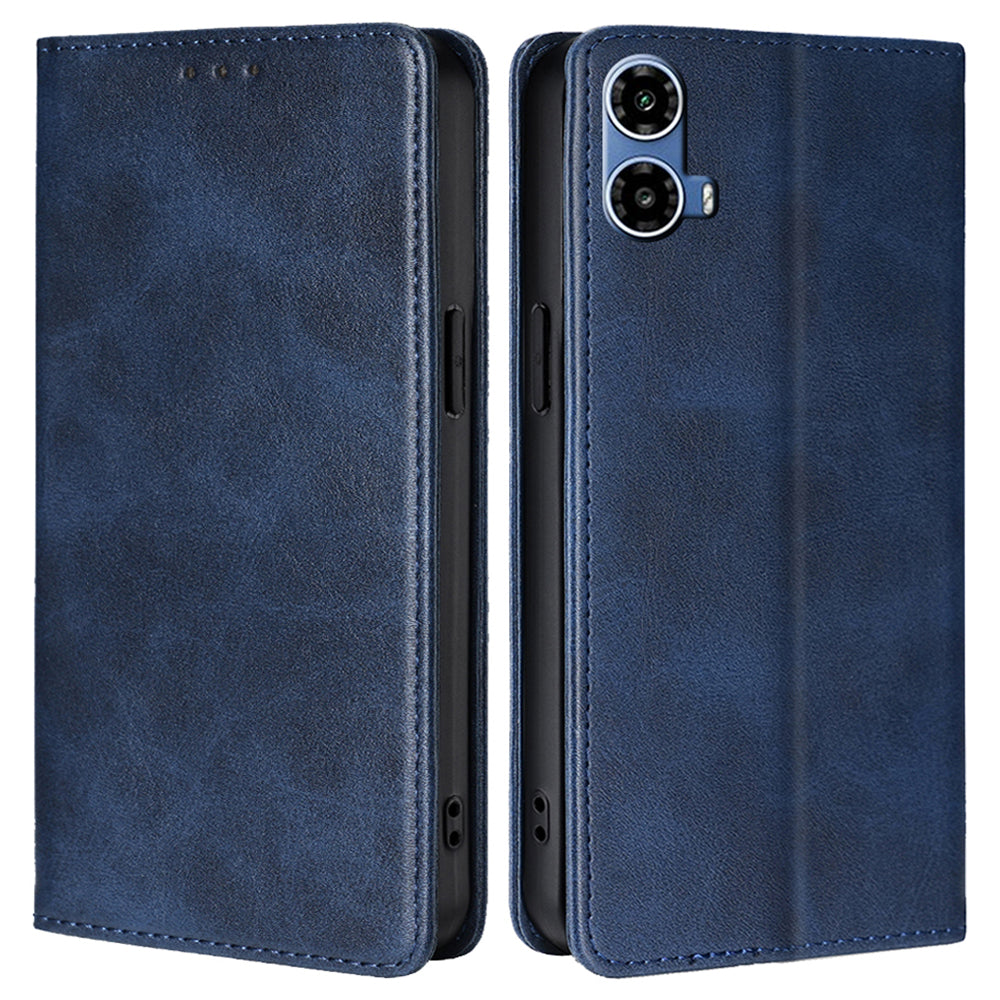 For Motorola Moto G34 5G Leather Case Magnetic Closing Wallet Flip Phone Cover - Sapphire