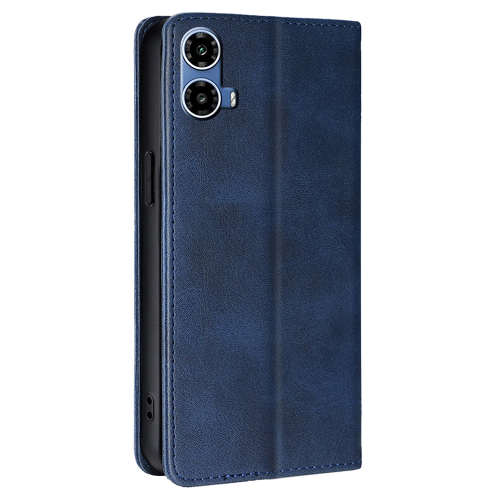 For Motorola Moto G34 5G Leather Case Magnetic Closing Wallet Flip Phone Cover - Sapphire
