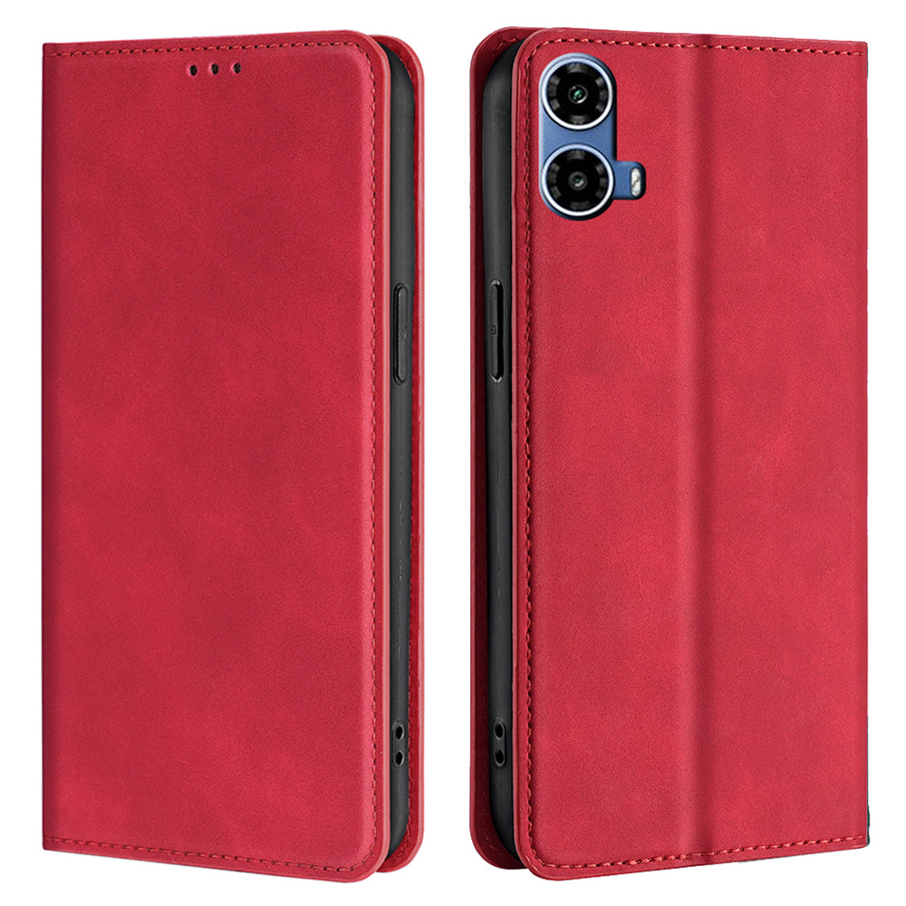 For Motorola Moto G34 5G Case Leather Phone Cover with Card Slots Mobile Accessories Supplier - Red