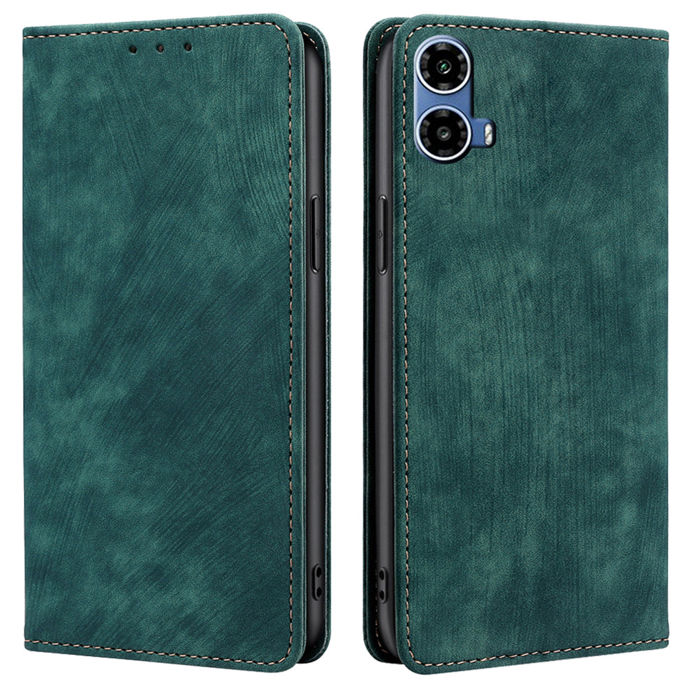 For Motorola Moto G34 5G Case RFID Blocking PU Leather Stand Wallet Phone Cover - Green