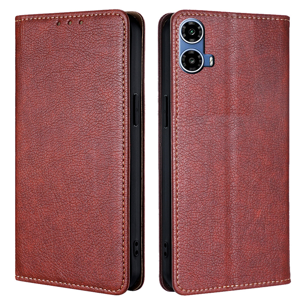 For Motorola Moto G34 5G Leather Case Wallet Cover Mobile Accessories Supplier - Brown