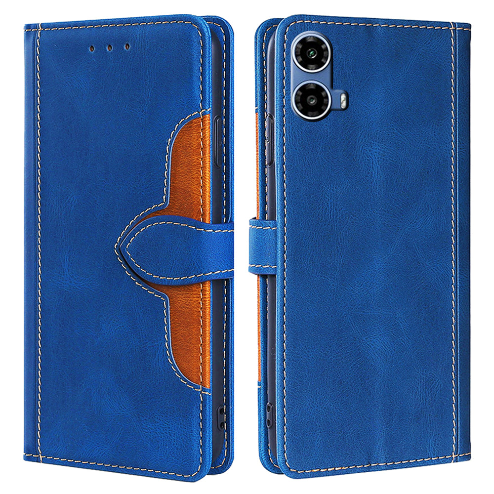 For Motorola Moto G34 5G Case Skin-Touch Leather Wallet Stand Phone Cover - Blue