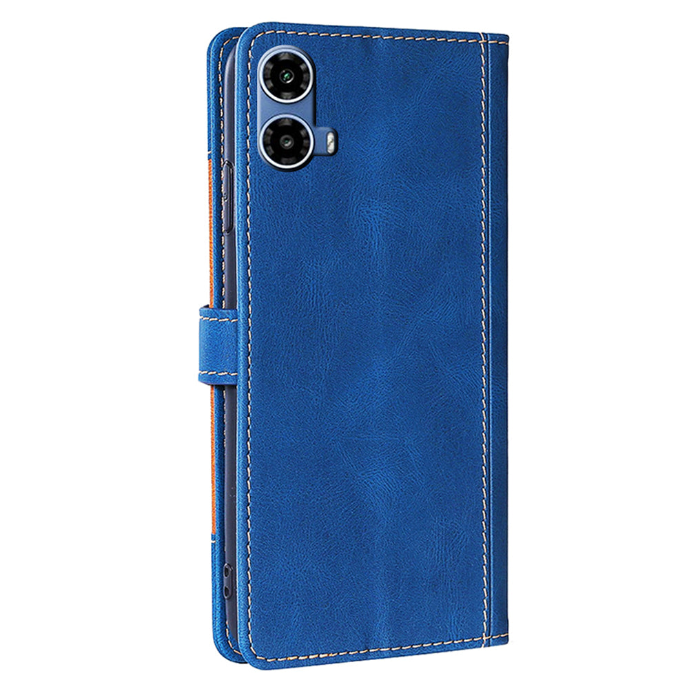 For Motorola Moto G34 5G Case Skin-Touch Leather Wallet Stand Phone Cover - Blue