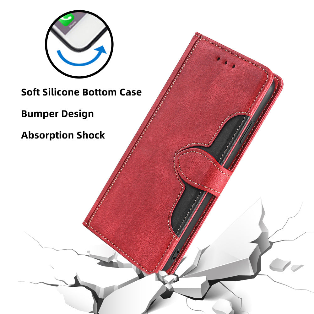For Motorola Moto G34 5G Case Skin-Touch Leather Wallet Stand Phone Cover - Red