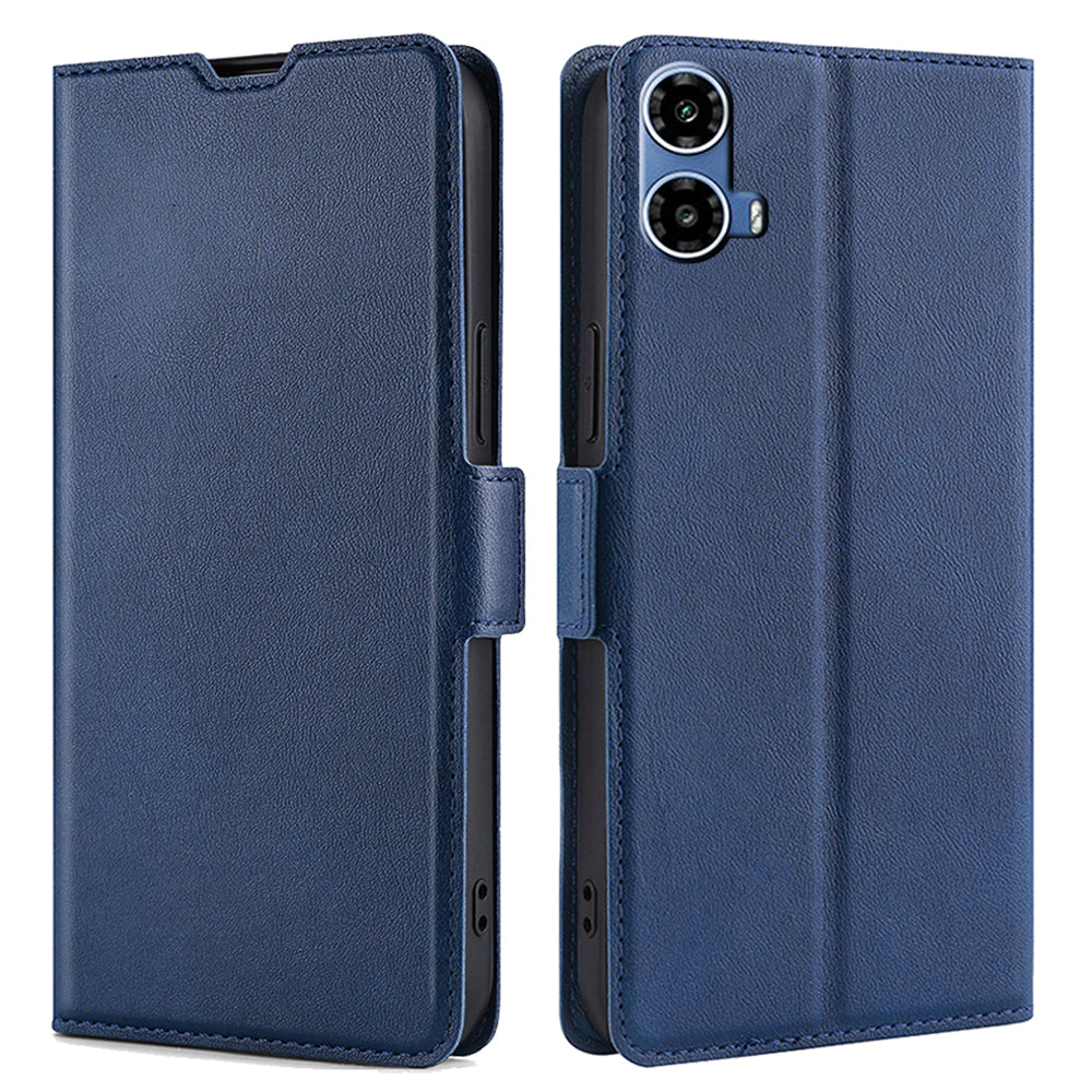 For Motorola Moto G34 5G Leather Case Side Magnetic Clasp Card Holder Phone Cover - Blue