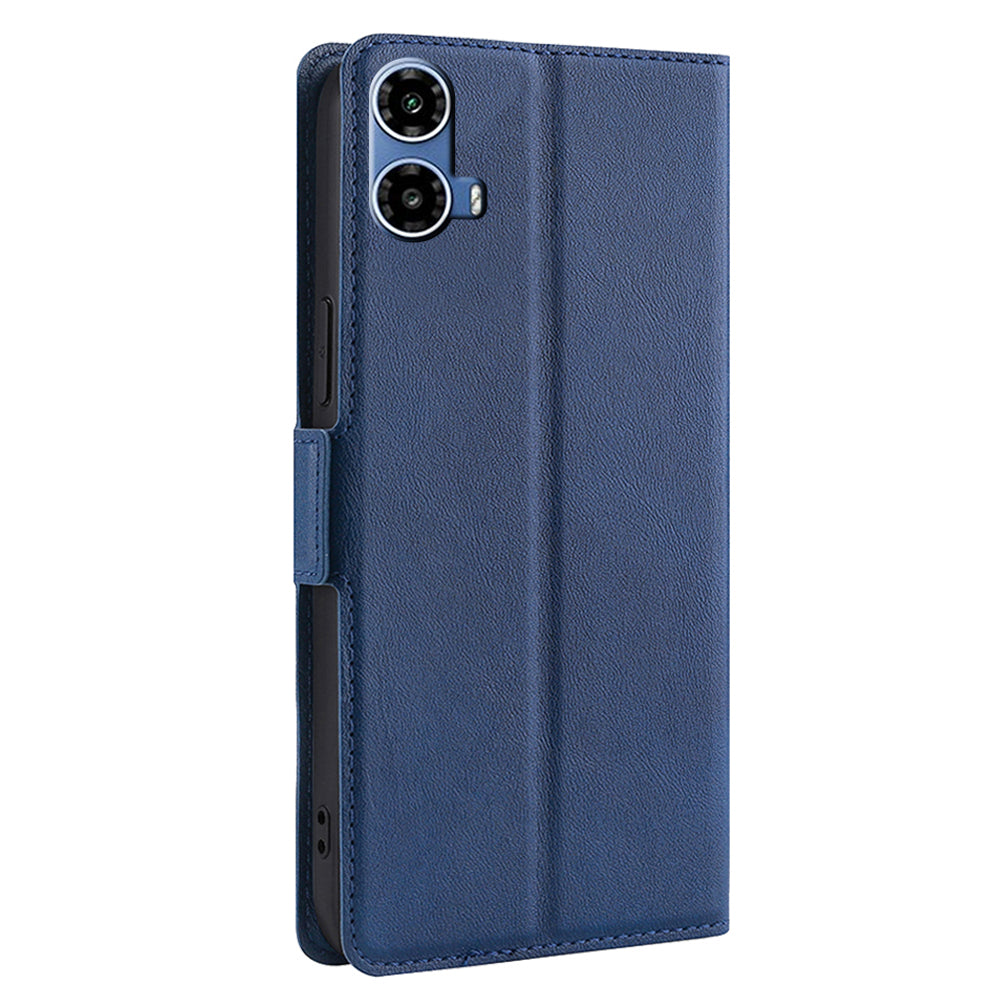 For Motorola Moto G34 5G Leather Case Side Magnetic Clasp Card Holder Phone Cover - Blue