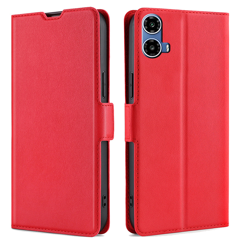 For Motorola Moto G34 5G Leather Case Side Magnetic Clasp Card Holder Phone Cover - Red