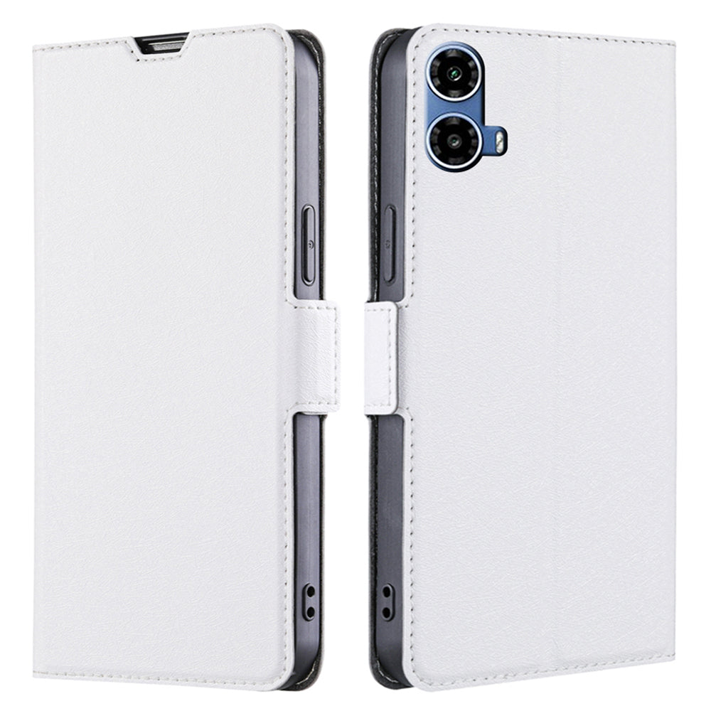 For Motorola Moto G34 5G Leather Case Side Magnetic Clasp Card Holder Phone Cover - White