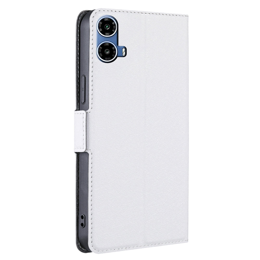 For Motorola Moto G34 5G Leather Case Side Magnetic Clasp Card Holder Phone Cover - White