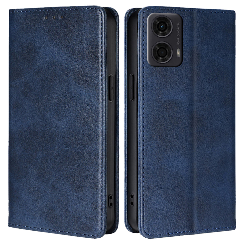 For Motorola Moto G24 4G / G04 4G Wallet Case Magnetic Closure Anti-Drop Leather Phone Cover - Sapphire