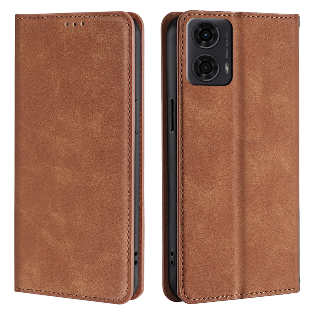 For Motorola Moto G24 4G / G04 4G Case Leather Phone Cover Mobile Accessories Wholesale - Light Brown