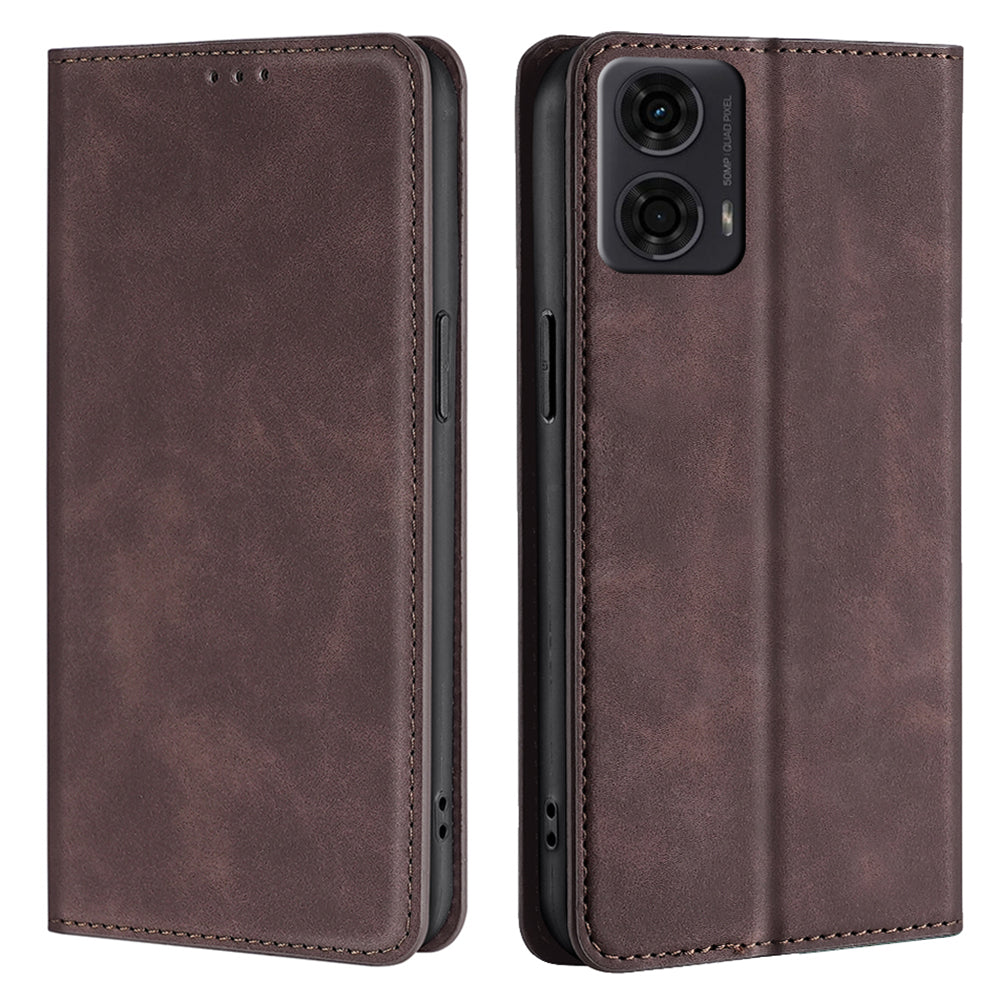 For Motorola Moto G24 4G / G04 4G Case Leather Phone Cover Mobile Accessories Wholesale - Dark Brown