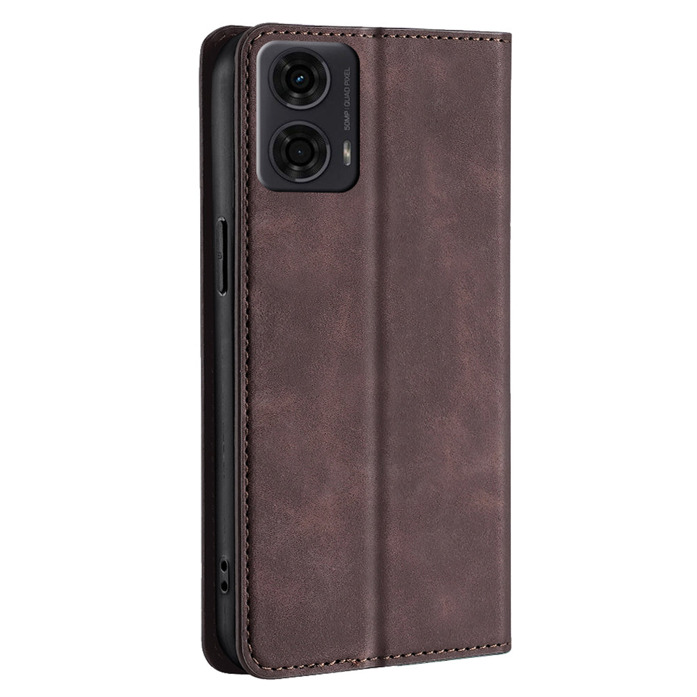 For Motorola Moto G24 4G / G04 4G Case Leather Phone Cover Mobile Accessories Wholesale - Dark Brown