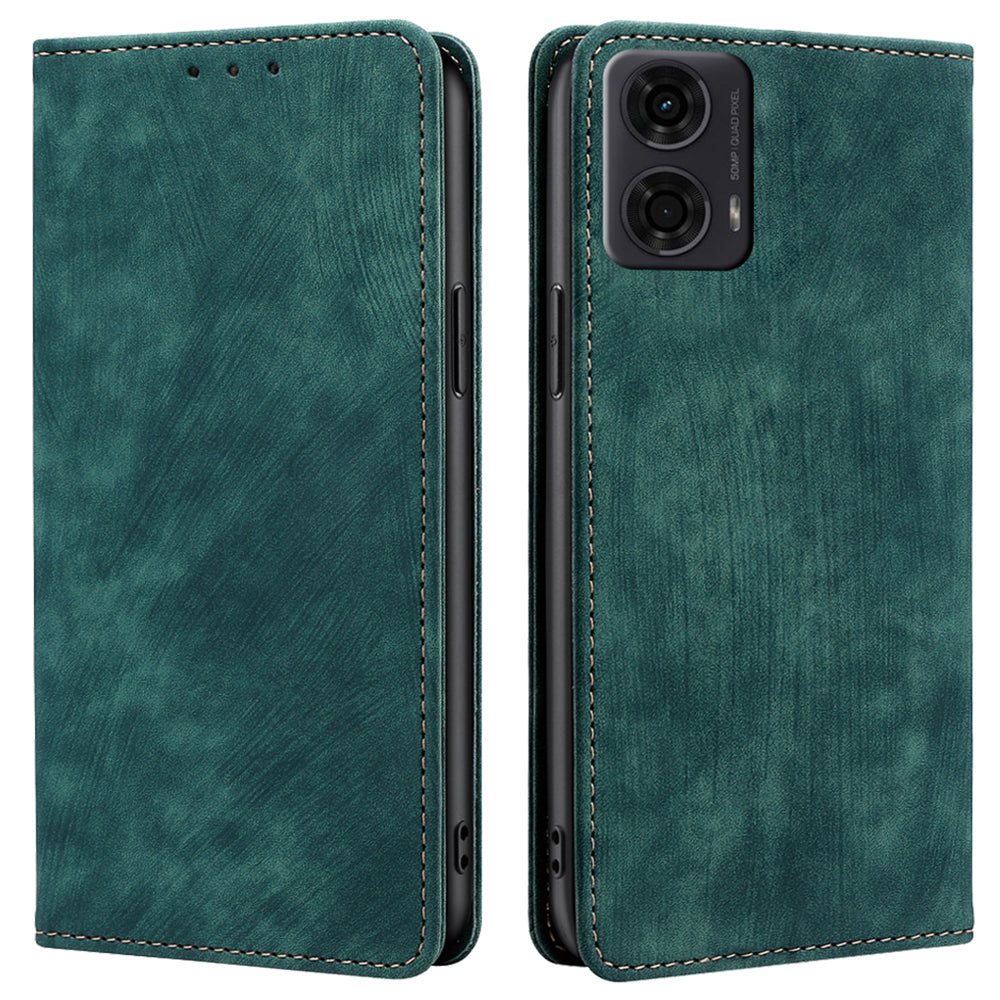 For Motorola Moto G24 4G / G04 4G Case RFID Blocking PU Leather Stand Wallet Phone Cover - Green